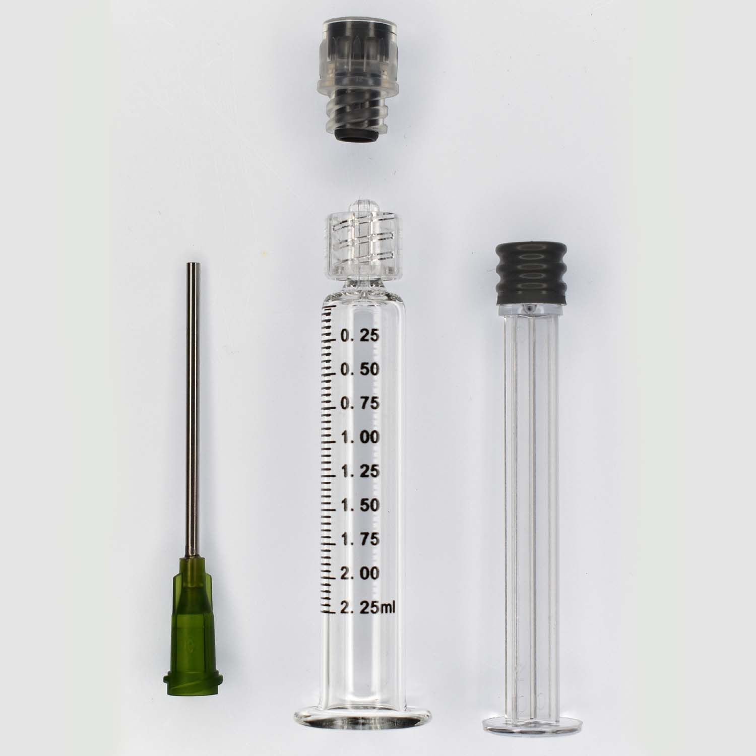 ガラス製 シリンジ ロック型 2.25ml 1本 注射器 硝子 実験 研究 などに