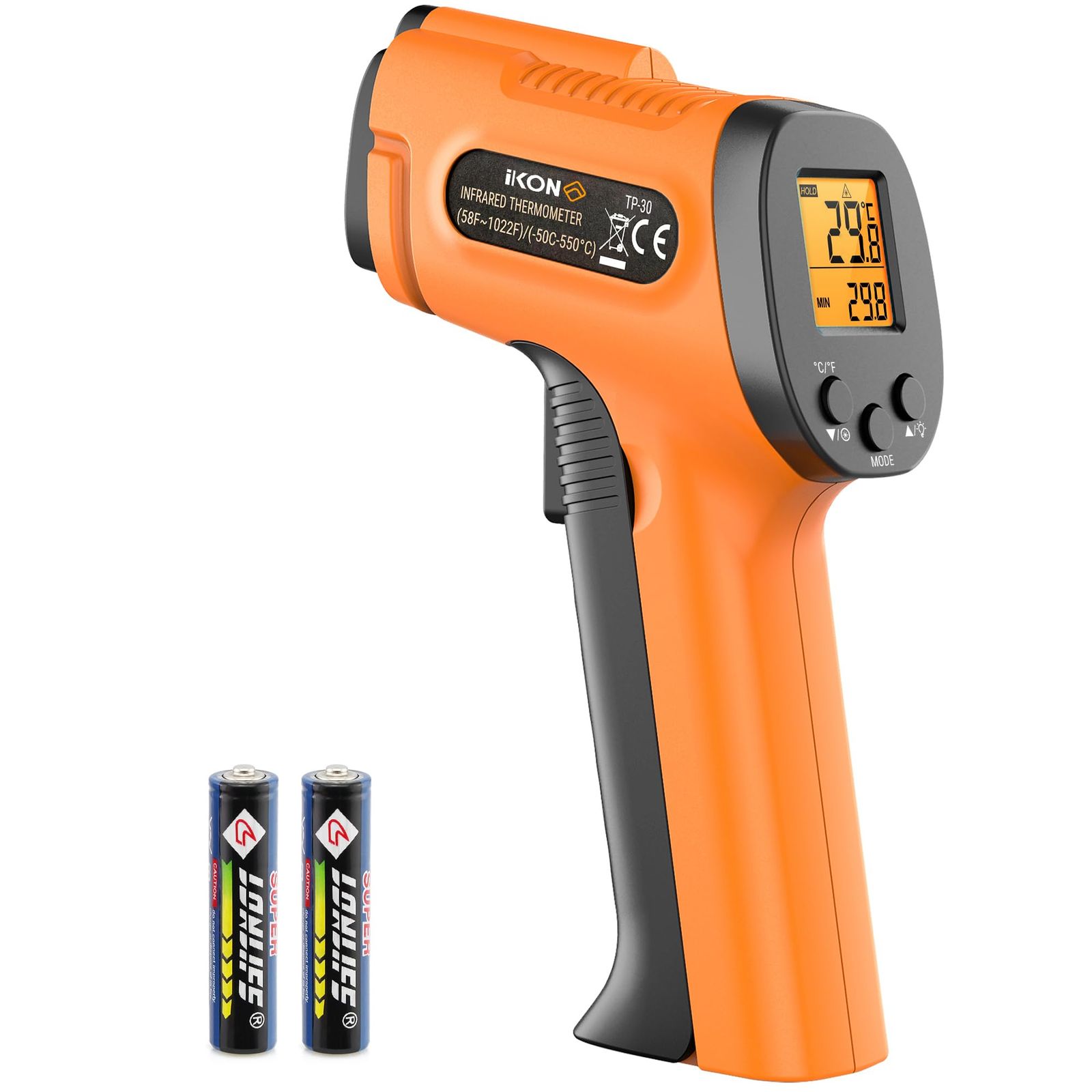 ThermoPro TP30 非接触温度計 料理 温度計 デジタル 放射温度計 赤外線 放射率調節 レーザー -50℃~ 550℃ キッチン 揚げ物 オーブン お菓子 エンジン HVAC用 料理用＆工業用