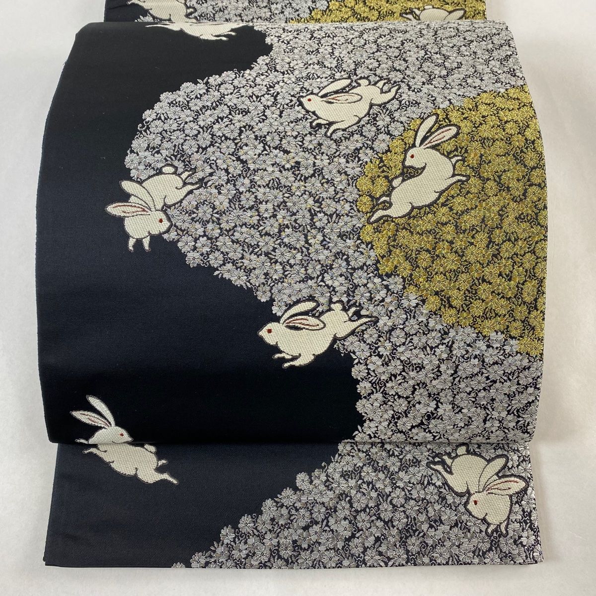 袋帯 正絹 六通 本家加納 落款あり 茶緑色 袋帯 美品 名品 牡丹唐草