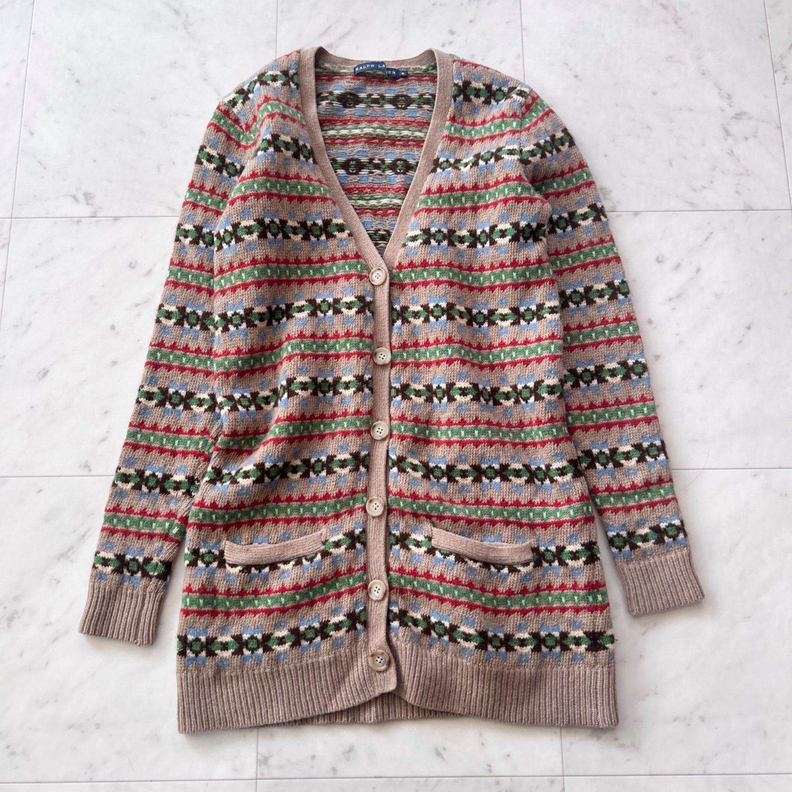 ラルフローレン ニット カーディガン Mサイズ  ラルフローレンパ－プルレ－ベル Mサイズカシミア入りカ-ディガン