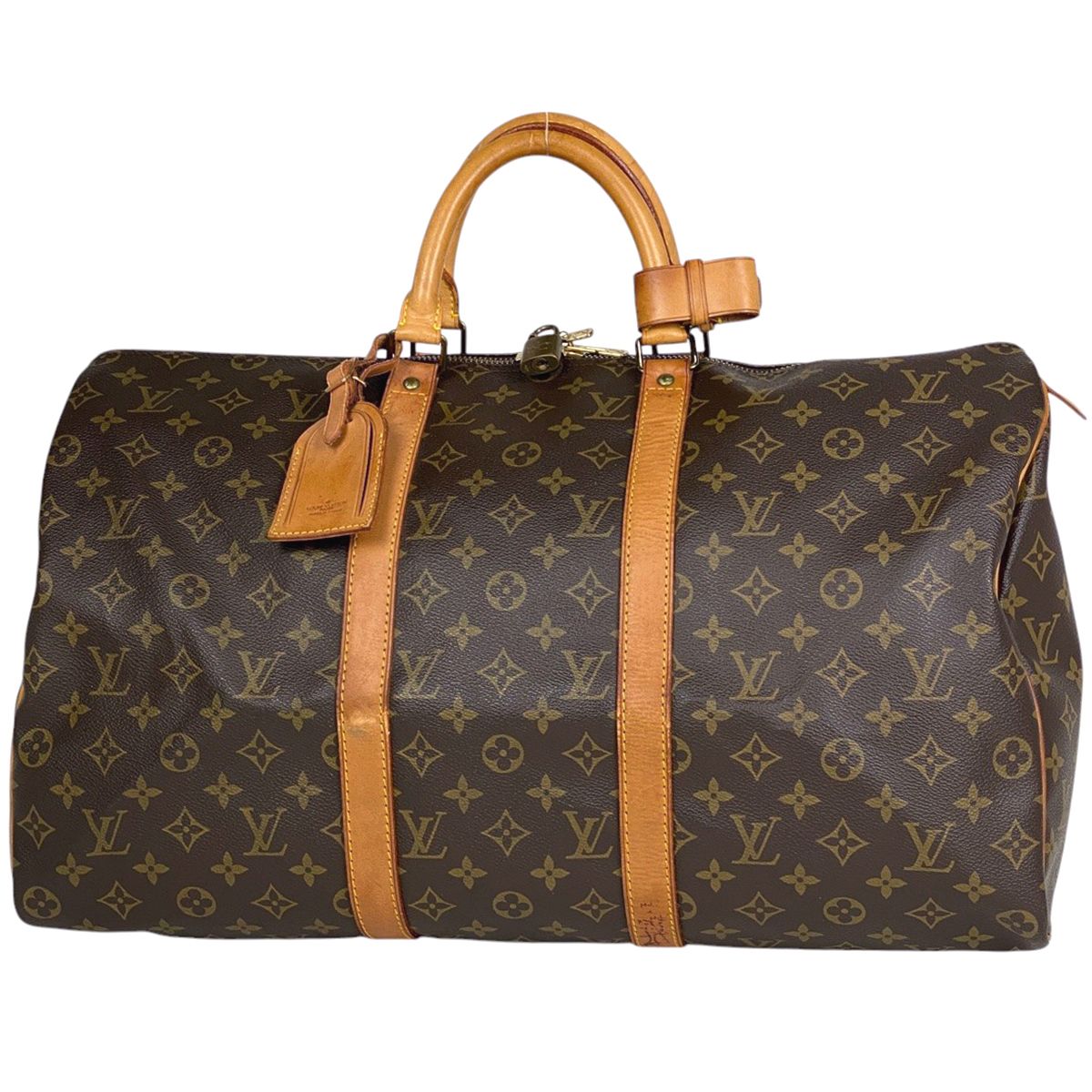 鑑定済　ルイヴィトン　キーポル50　モノグラム　ボストンバッグ　ブラウン　旅行用 鑑定済】ルイヴィトン モノグラム キーポル50 ボストンバッグ ブラウン
