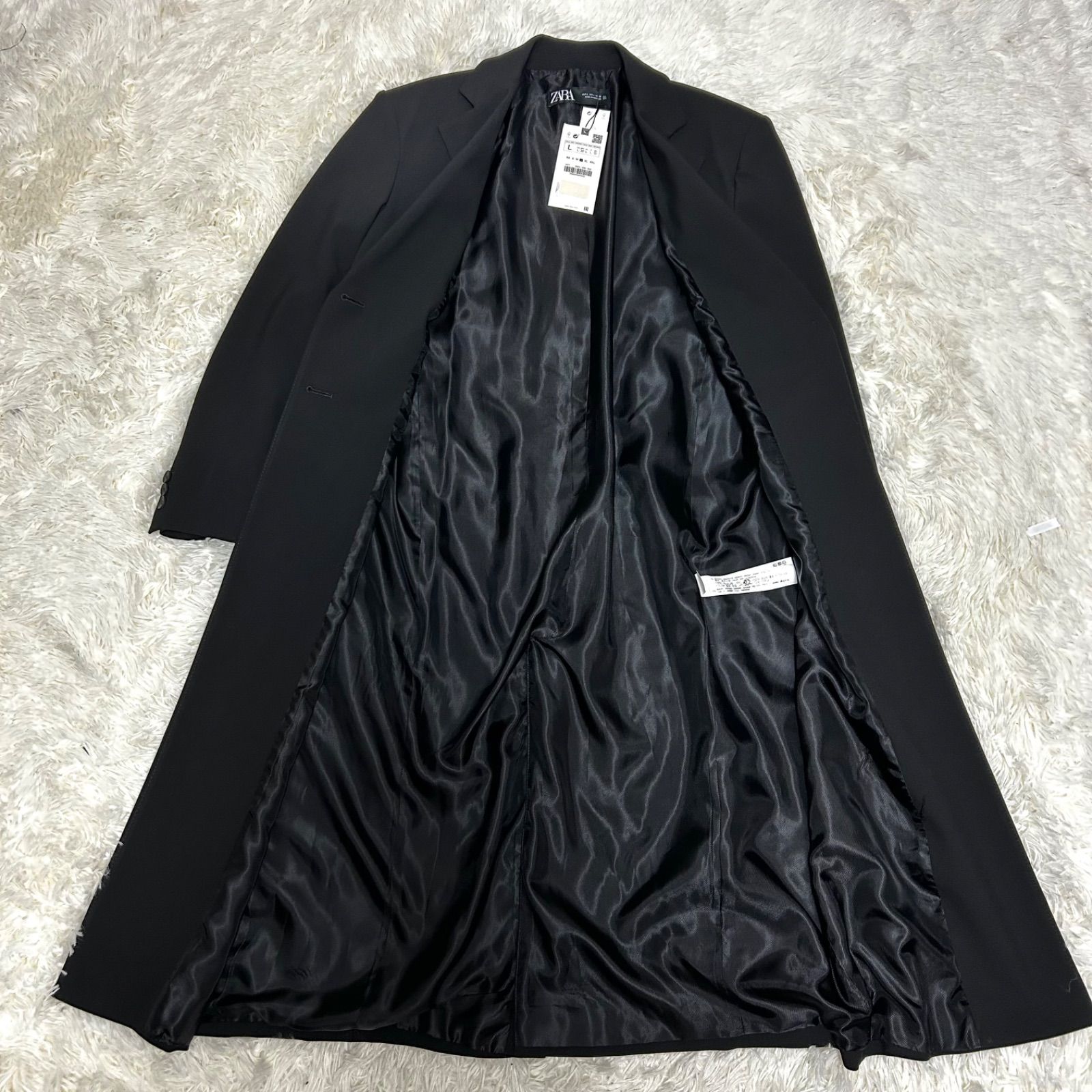 新品未使用タグ付き ZARA ザラ ロングチェスターコート ブラック L 