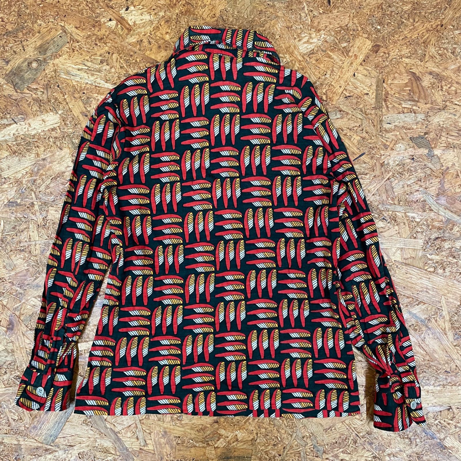 人気 kaneta mr.kic 昭和レトロ 70s shirt M 長袖トップス 総柄 トップス