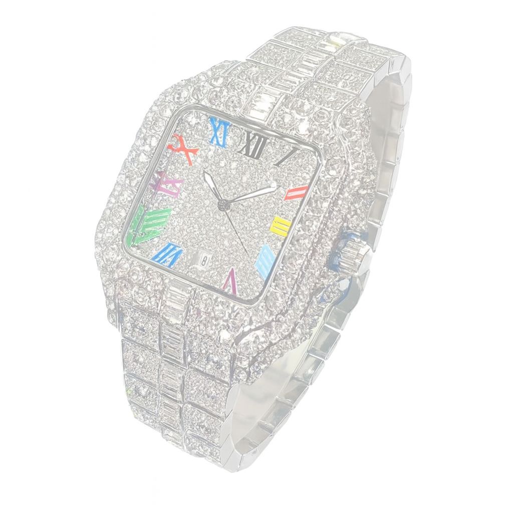 150gの重厚感 レインボーインデックス×フルジルコニア ブリンブリンウォッチ｜格と遊びを纏う一本 Iced out腕時計