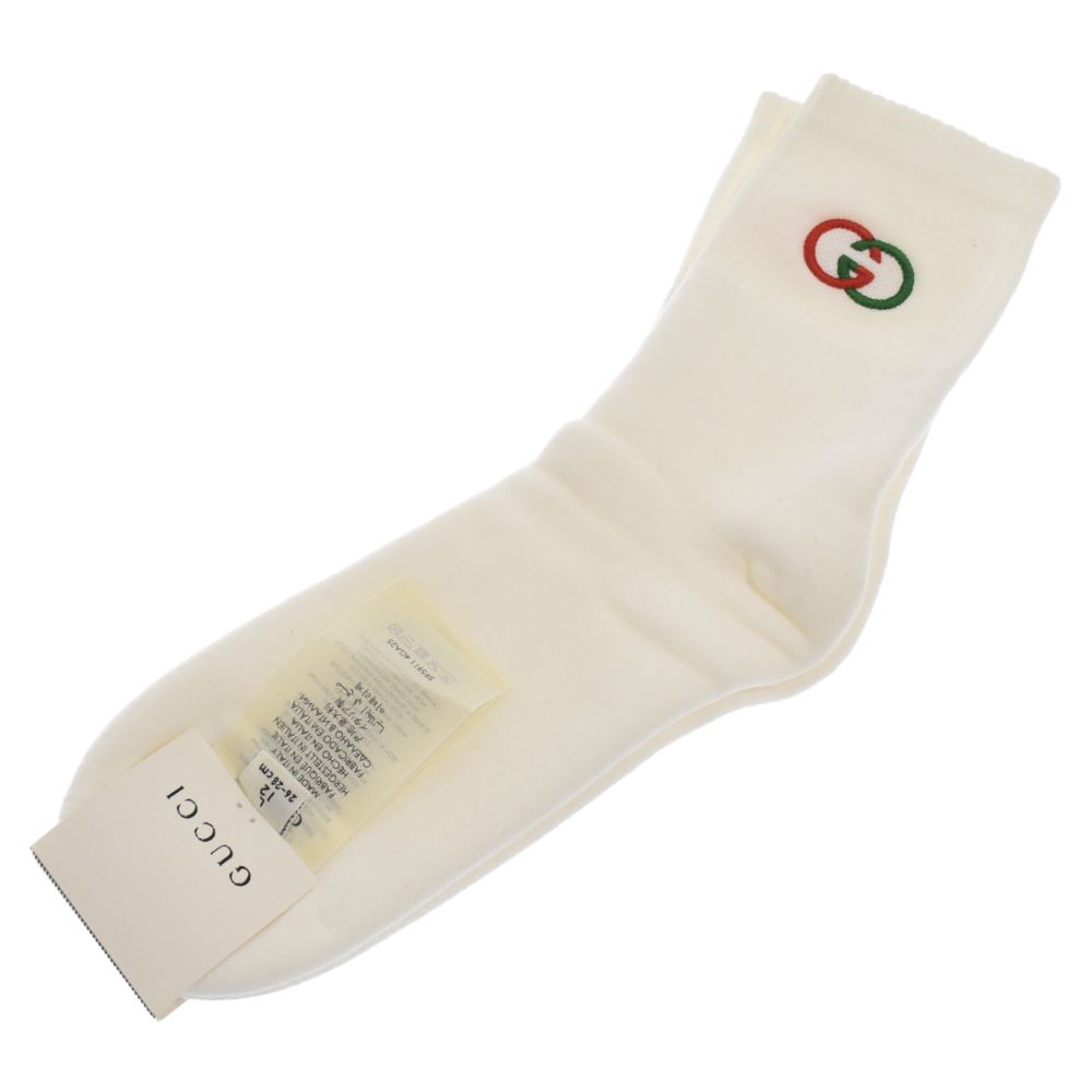 GUCCI (グッチ) インターロッキング ソックス 靴下 595911 4GA25 ホワイト 26cm-28cm