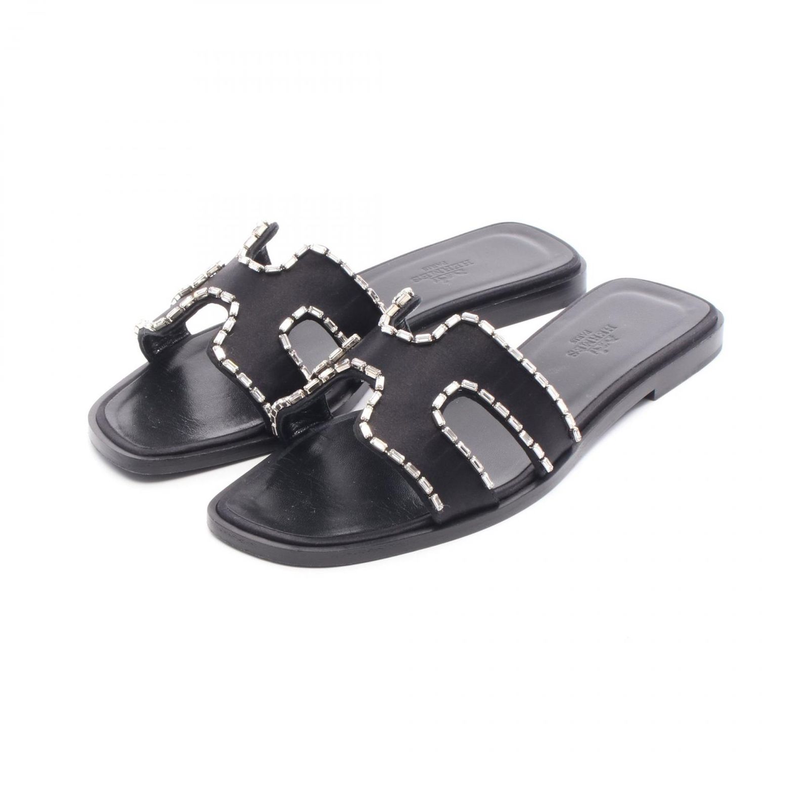 エルメス HERMES ミュール オラン ブラック ファブリック オラン レディース Used A