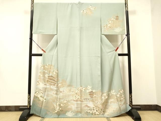 平和屋着物□訪問着 駒刺繍 雪輪花文 暈し染め 金彩 ますいわ屋扱い