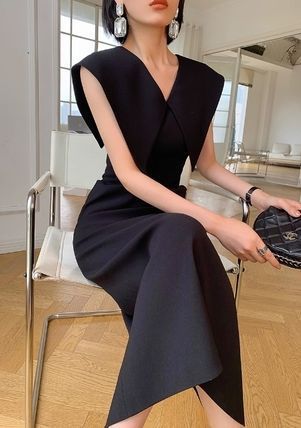 韓国ビッグカラータイトワンピースドレス ドレス 3色 パーティー ビッグカラー タイト ワンピース 韓国