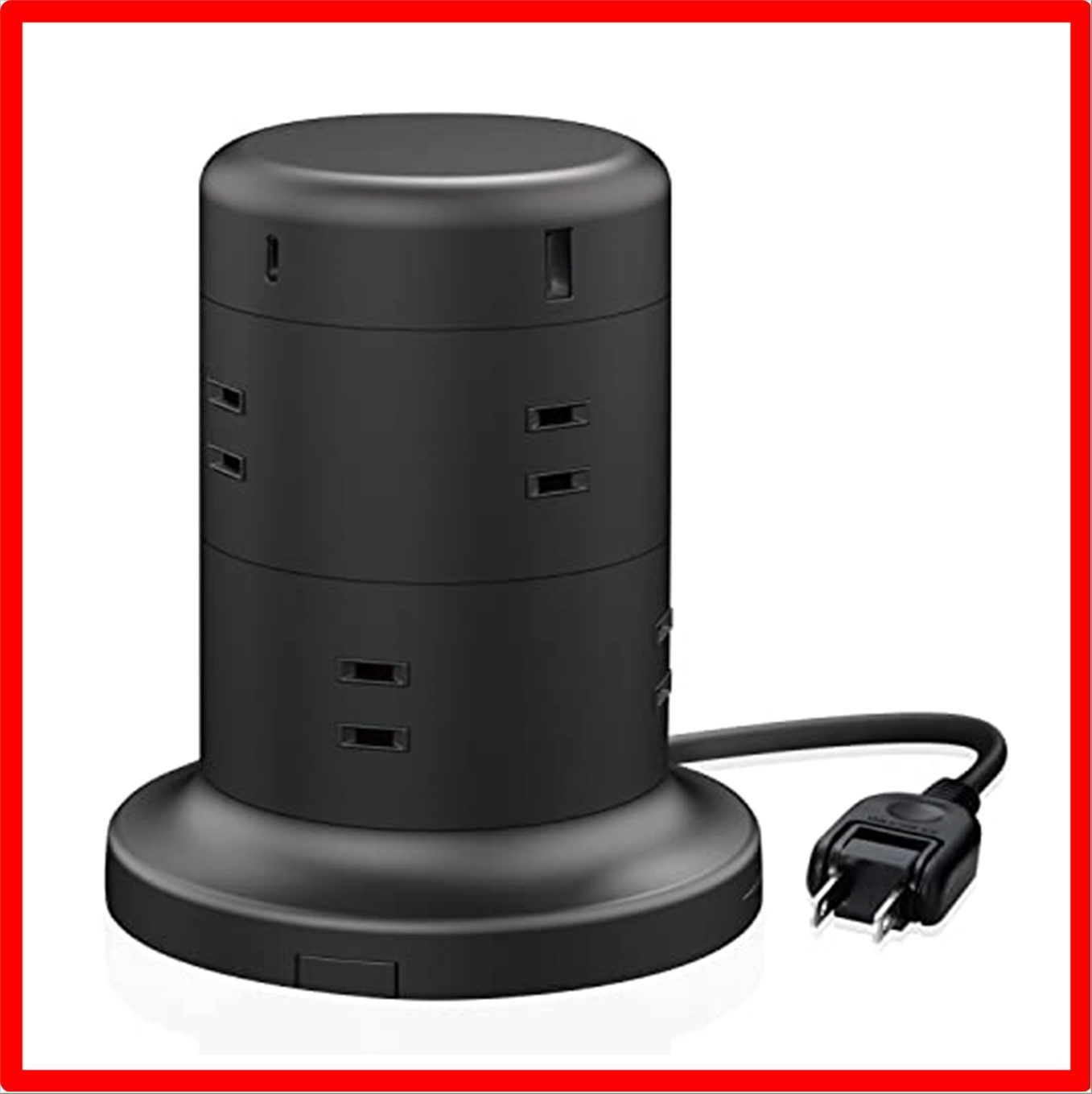 雷ガード 過負荷保護 1500W タワー式電源タップ 縦 8AC 6USB JIACHAN