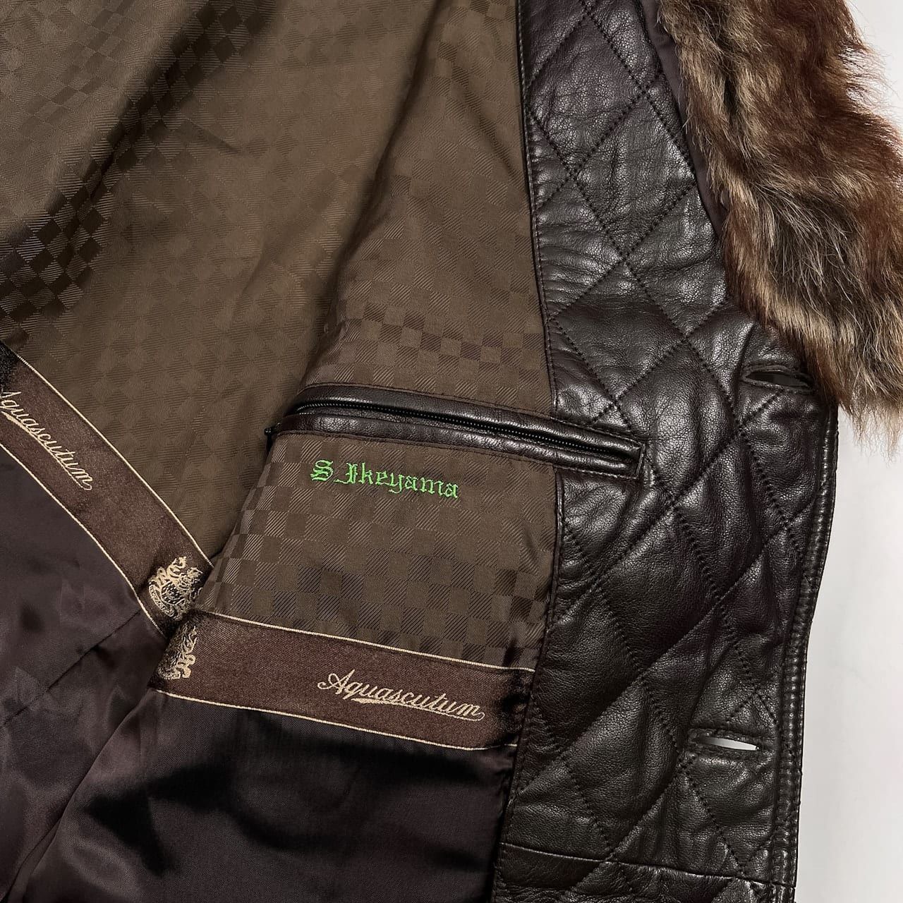 Aquascutum アクアスキュータム シープ毛皮 ファー付き 羊革 本革