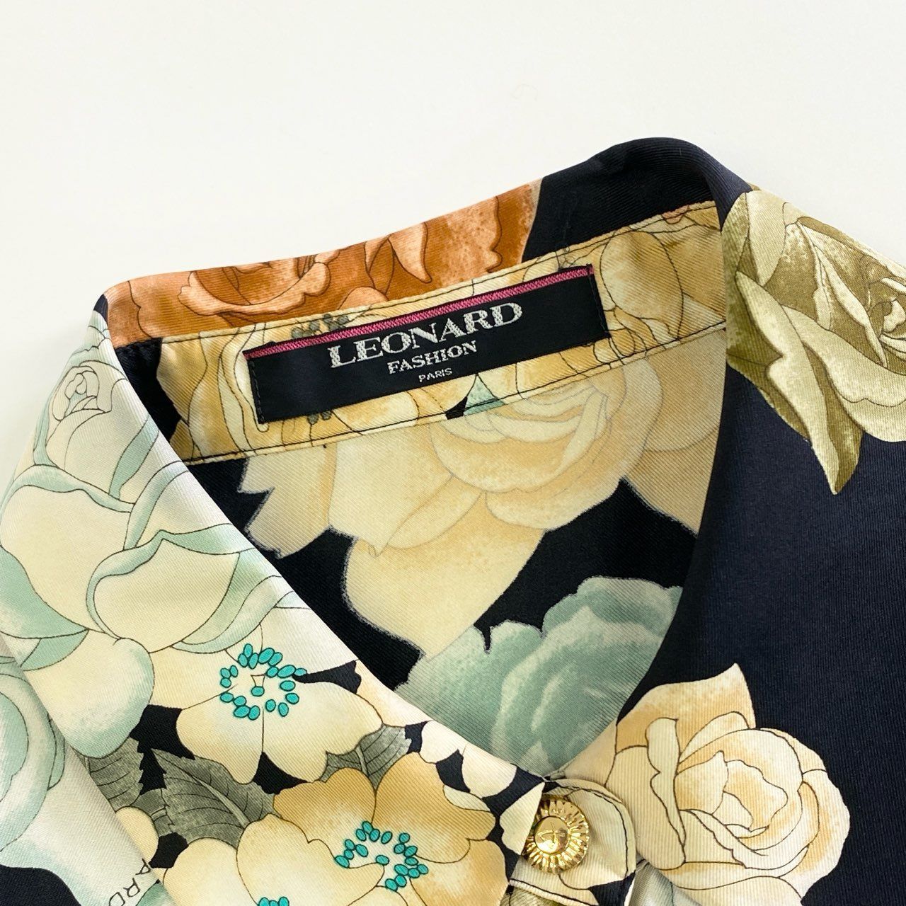 【LEONARD FASHION】長袖ブラウス　花柄イエロー［確認事項あり］ LEONARD FASHION】長袖ブラウス 花柄イエロー［確認事項あり］