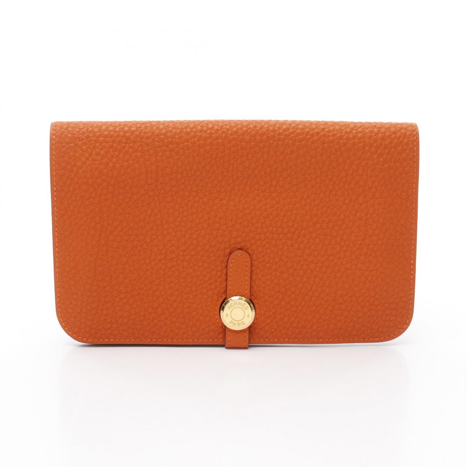 エルメス HERMES 二つ折り長財布 ドゴンGM オレンジ レザー ドゴンGM オレンジ レディース Used A