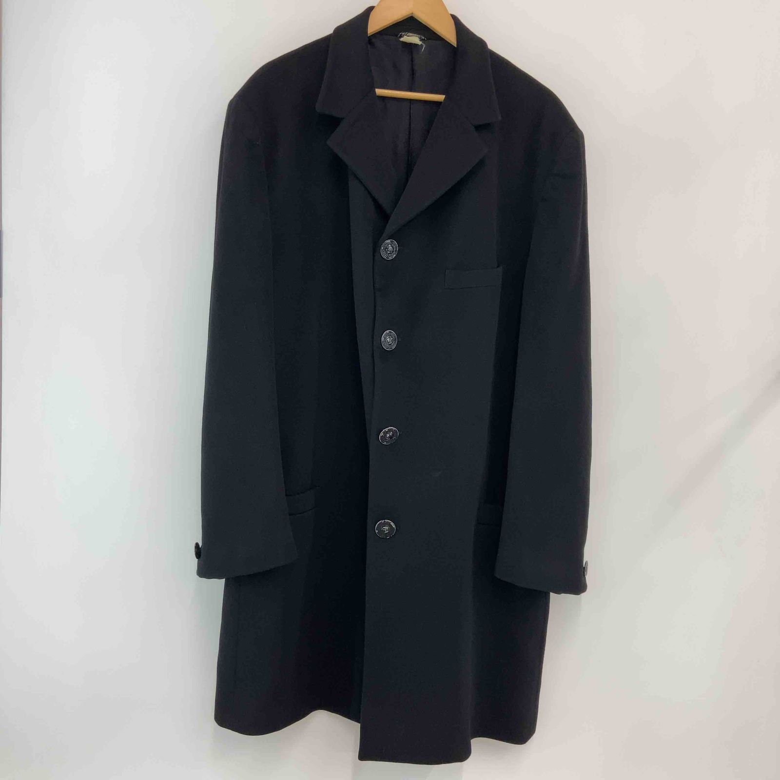 GIANNI VERSACE ジャンニヴェルサーチェ メンズ チェスターコート 黒