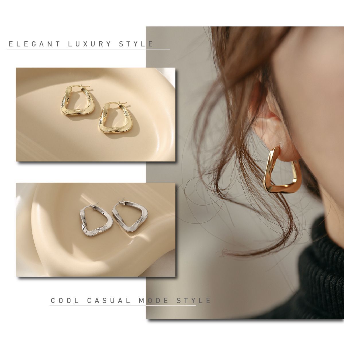 ピアス フープピアス イヤリング 金属アレルギー対応 18Kコーティング 