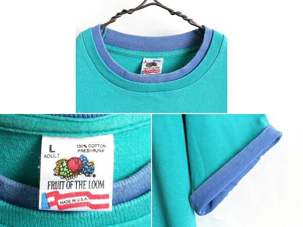 90s USA製 ■ フルーツオブザルーム 二重リブ 半袖 Tシャツ ( メンズ