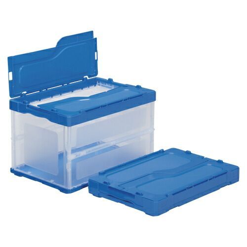 まとめ 折りたたみコンテナ 三甲 サンクレットオリコン 青透明 558960 4983049434967 ●外寸 幅５３０×奥３６６×高３３４ｍｍ●容量 ５１ｌ 1個 ×2セット