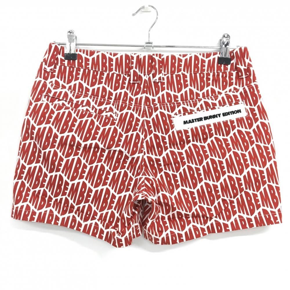 超美品】マスターバニー ショートパンツ 白×レッド ロゴ総柄