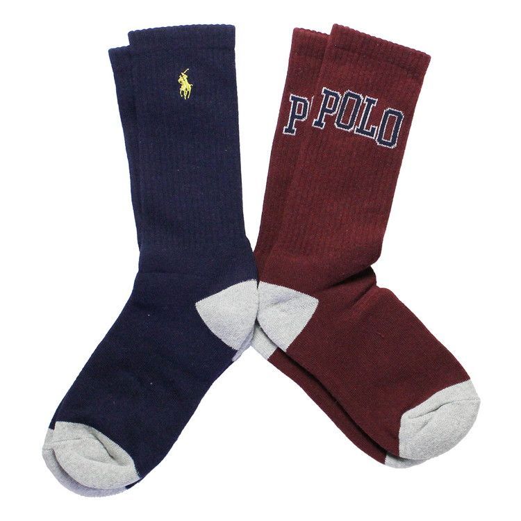 ポロラルフローレン：VINTAGE POLO ソックス 2PK (ワイン)