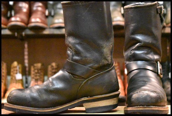 7D 06年 レッドウィング 2268 エンジニア 黒 ブラッククローム プルオン スチールトゥ ブーツ redwing HOPESMORE FI522