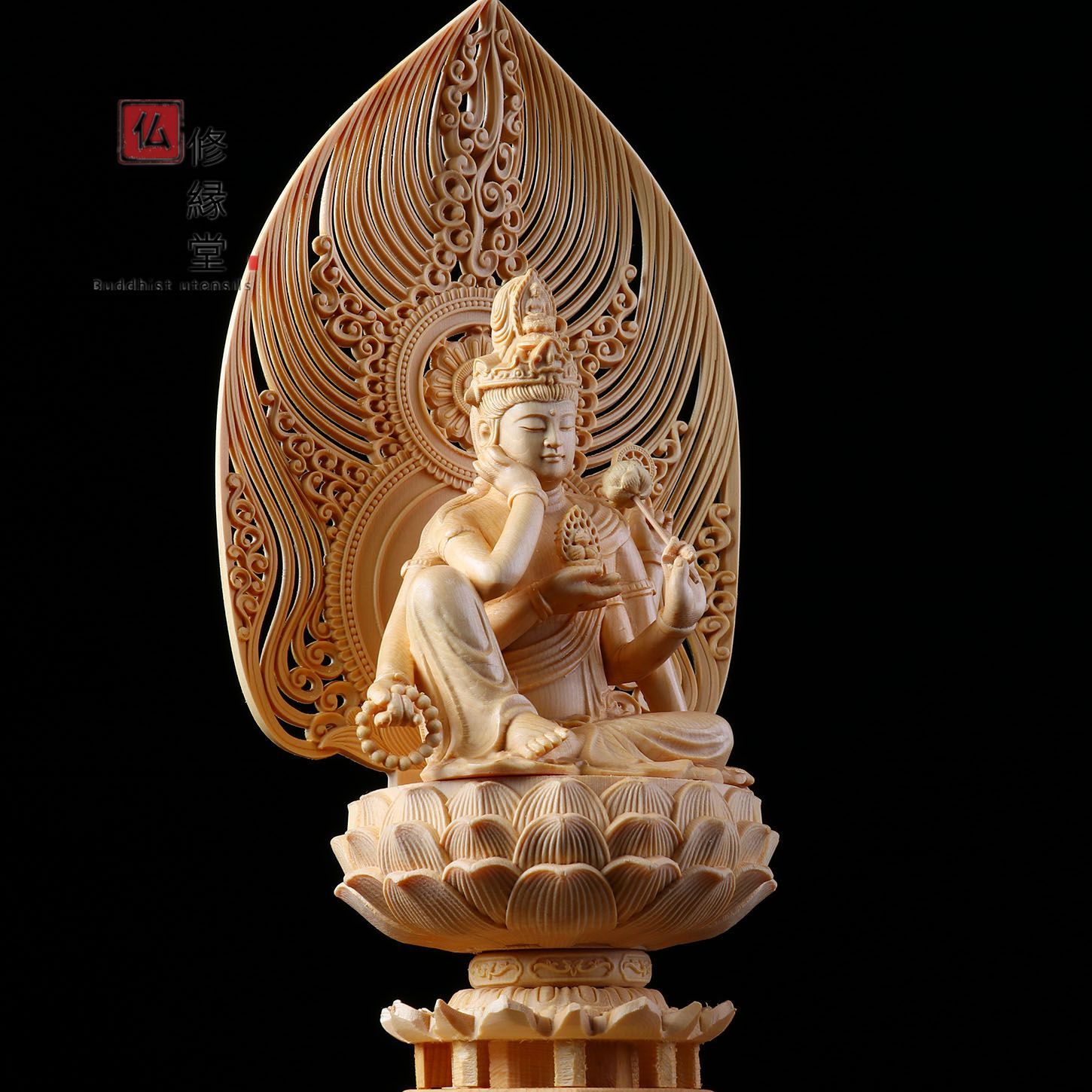 修縁堂】大迫力 木彫り 仏像 如意輪観音菩薩座像 彫刻 一刀彫 天然木檜 修縁堂】大迫力 木彫り 仏像 如意輪観音菩薩座像 彫刻 一刀彫 天然木檜