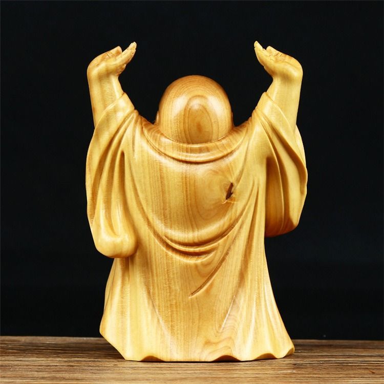 布袋様 オブジェ 開運 木製 木彫 運気 風水 仏像 神様 インテリア
