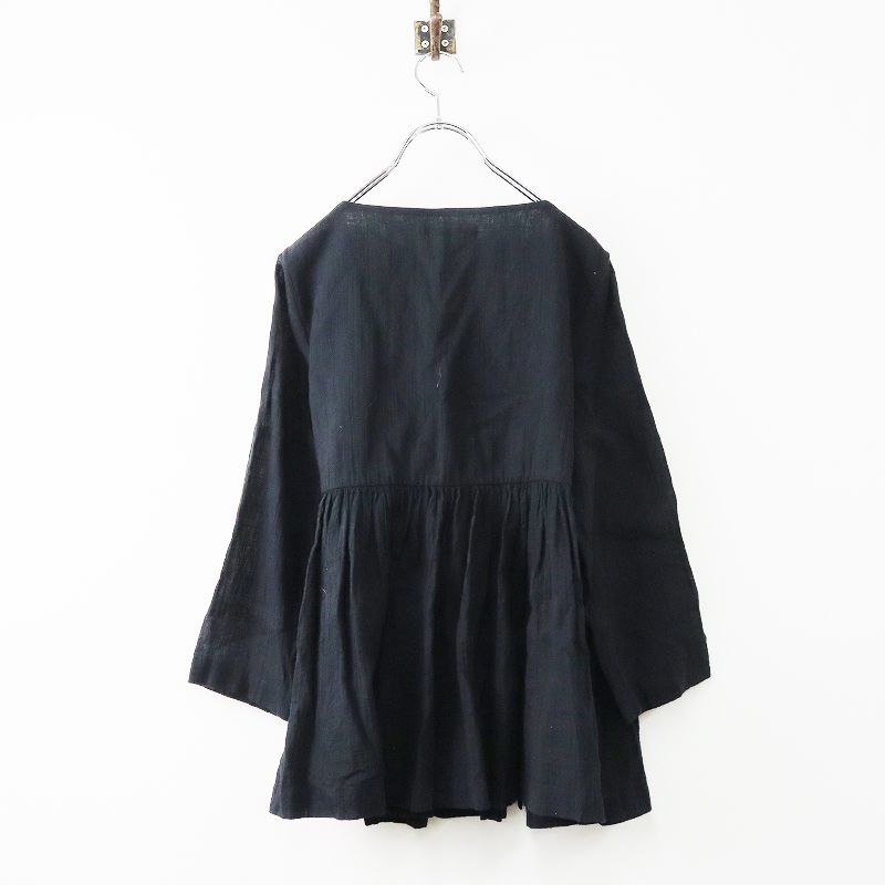 AO daikanyama カシュクールブラウス　ブラック アオ 代官山 ao daikanyama コットン ギャザー カシュクール