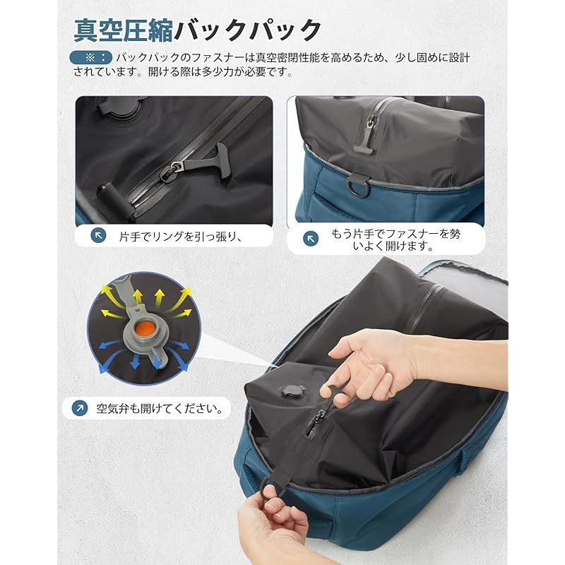 SEAFEW 真空圧縮 リュック 大容量 バックパック メンズ 真空 15.6インチPC対応 2層構造 大容量 キャリーオン 圧縮 バッグ ビジネス 通勤 通学 出張 旅行 50L 拡張 1 MARWIL-DEMENAGEMENTS_CH