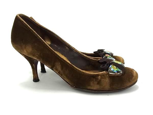 【美品】miumiu ミュウミュウ　パンプス　スエード　スウェード　ヒール MIU MIU ミュウミュウ パンプス 黒 スエード ラメ 23cm｜Yahoo