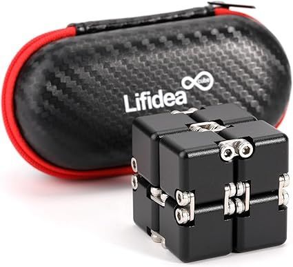 【在庫処分】Lifidea アルミニウム合金メタルインフィニティキューブ フィジェットキューブ (6色) ハンドヘルドフィジェットトイ デスクトイ クールケース付き インフィニティマジックキューブ ストレス解消 不安 ADHD OCD 子供と大人用 (