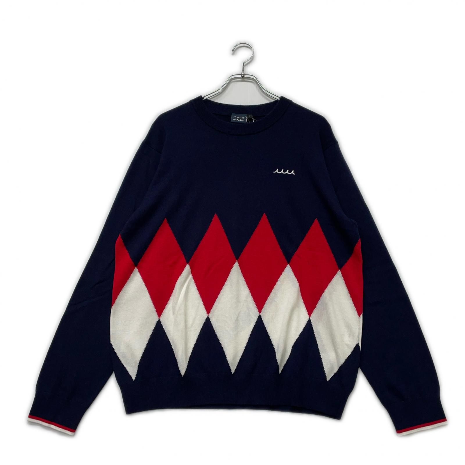 ♥品 メンズ ムータマリン muta MARINE セーター 7 XL 紺 ネイビー クルーネック アーガイル