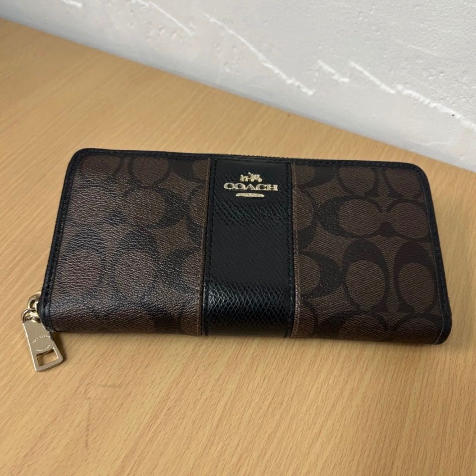 ◎COACH コーチ 長財布 シグネイチャー ブラウン ブラック