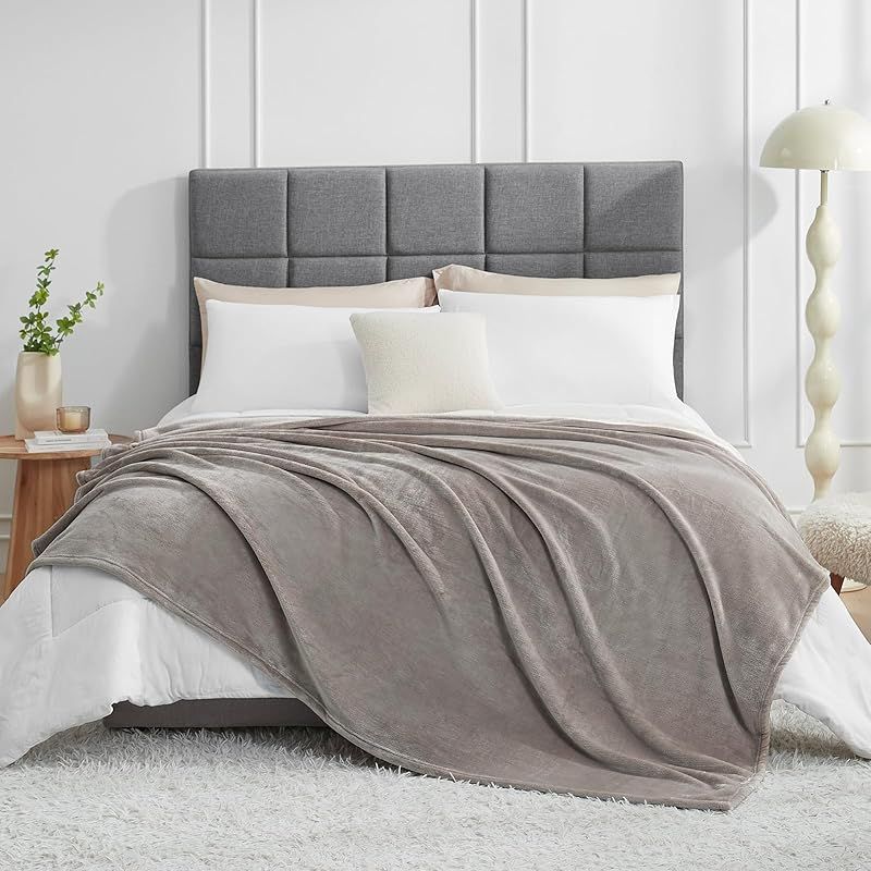 新品　Hansleep 毛布 もうふ 冬用 ダブル ブランケット 大きめ 180x200cm 大判 マイクロファイバー 柔らかく 肌触り フランネル 洗える 軽量 静電防止 四季適用 (180x200，ダーク グレージュ)