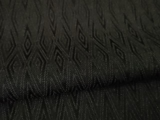 平和屋本店□極上 野蚕糸 タッサーシルク お召 入子菱地紋 黒紅色地