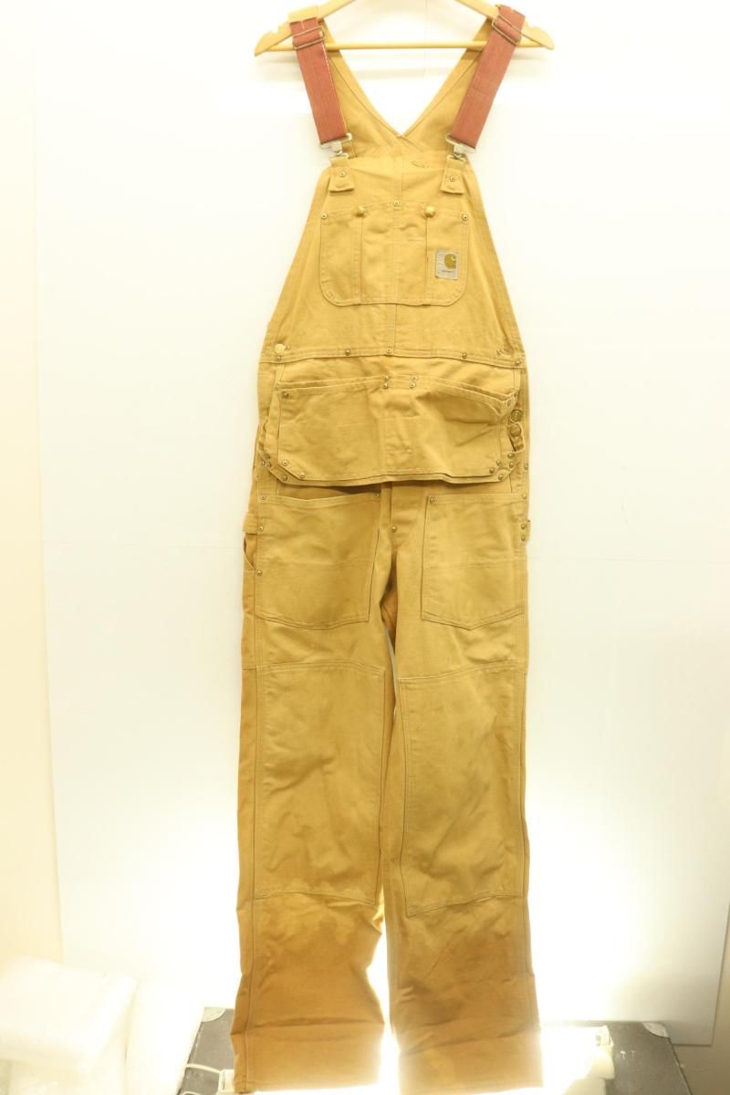 Carhartt メンズつなぎ オールインワン W34×L34 ダブルニー ダック オーバーオール Carhartt W34×L34 キャメル おうどいろ ロゴ