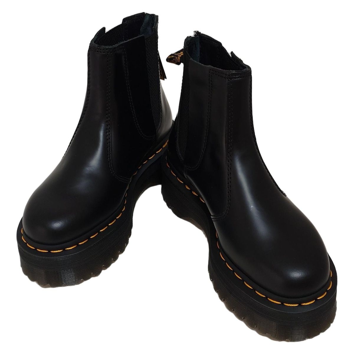 Y s ワイズ ショートブーツ 37 EU レディース - 黒 チェルシーブーツ サイドゴア Dr Martensコラボ レザー