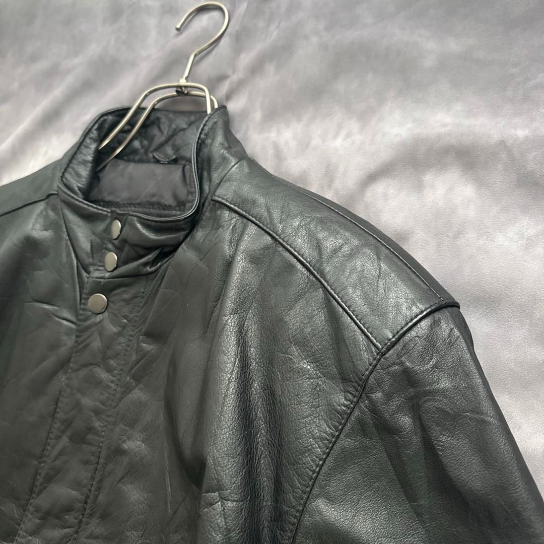 韓国古着 レザーブルゾン レザージャケット 革ジャン 本革 牛革 黒 y2k