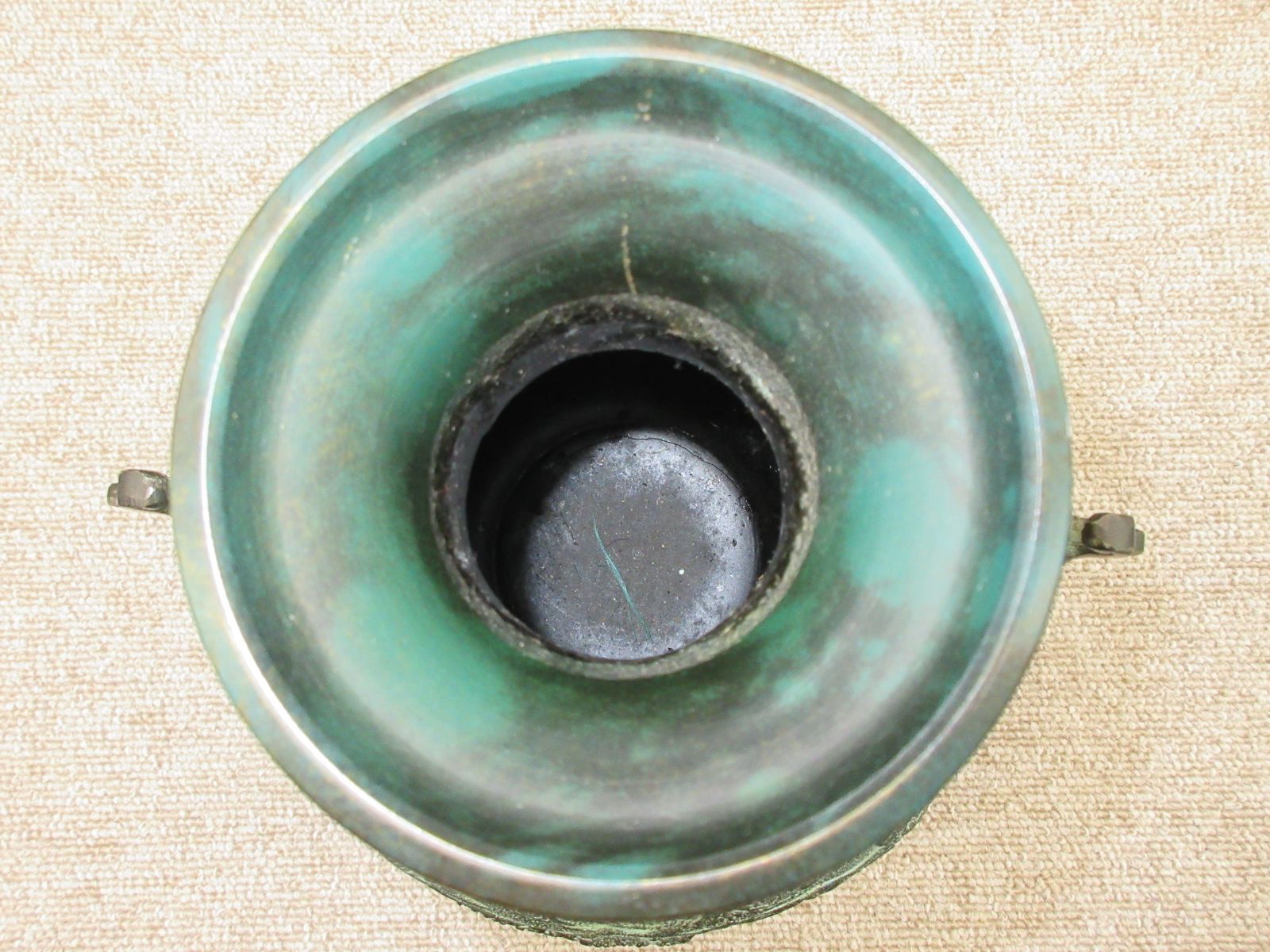 高岡銅器 銅器 鋳銅 龍仙作 双耳 鳳凰柄 花瓶 花器 壺 置物