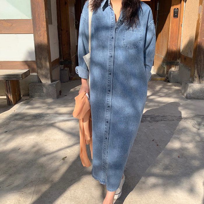 ご注文期待致します! デニムシャツワンピース 長袖 春 秋 冬 レディース デニムワンピース マタニティ ワンピース シャッツワンピース デニムアウター オシャレ羽織 ロングワンピース 体型カバーxkmilyx239 赤字覚悟の大特価。