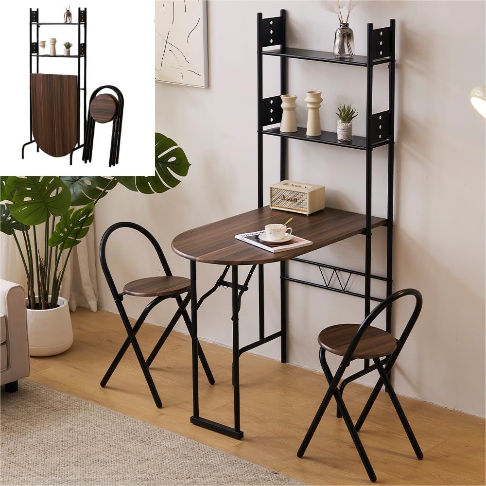 パソコンデスク ダイニングテーブルセット 2人用 二段収納付き