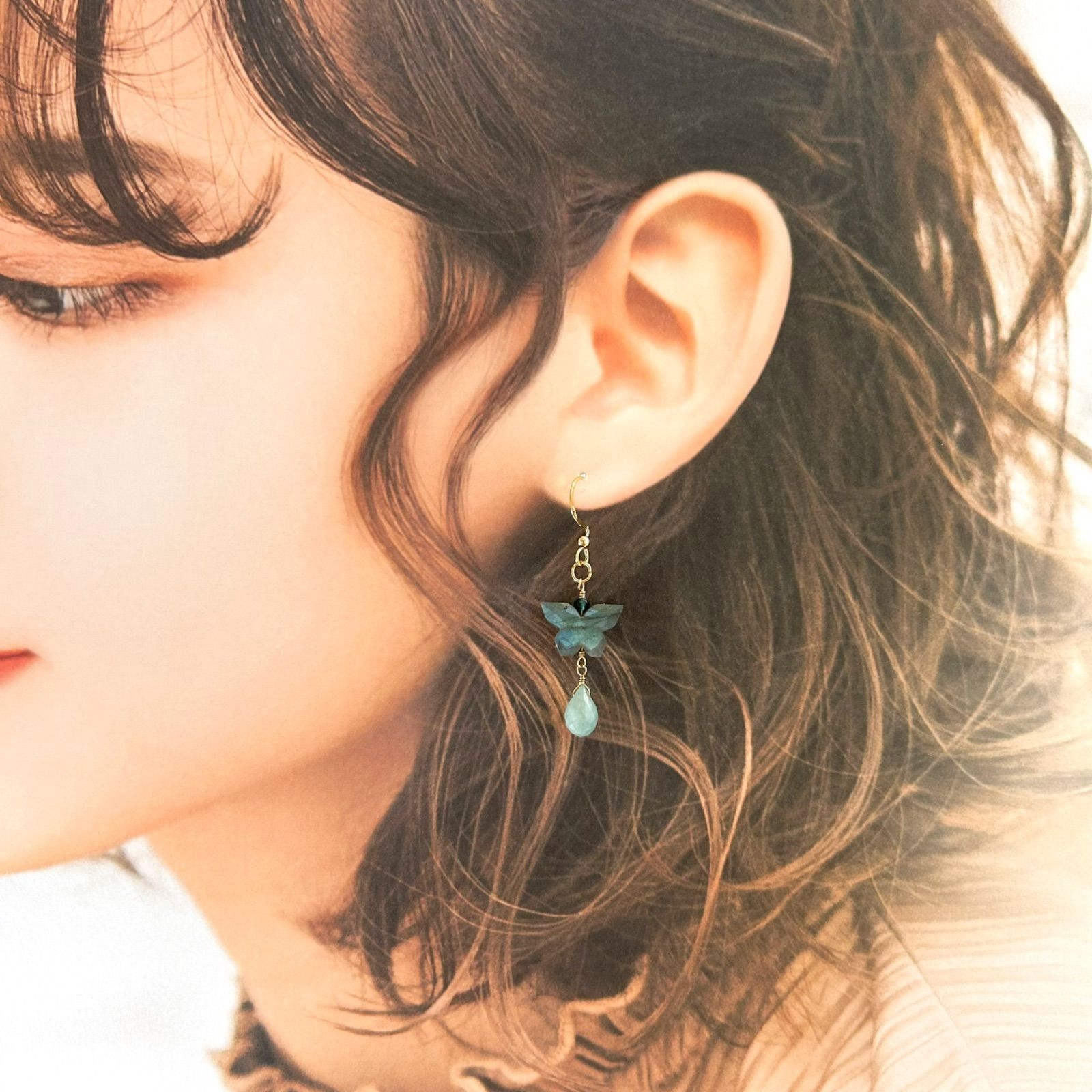 女性が喜ぶ♪ 新しいハンドメイド・手芸 - 天然石ラブラドライト 14kgf ピアス