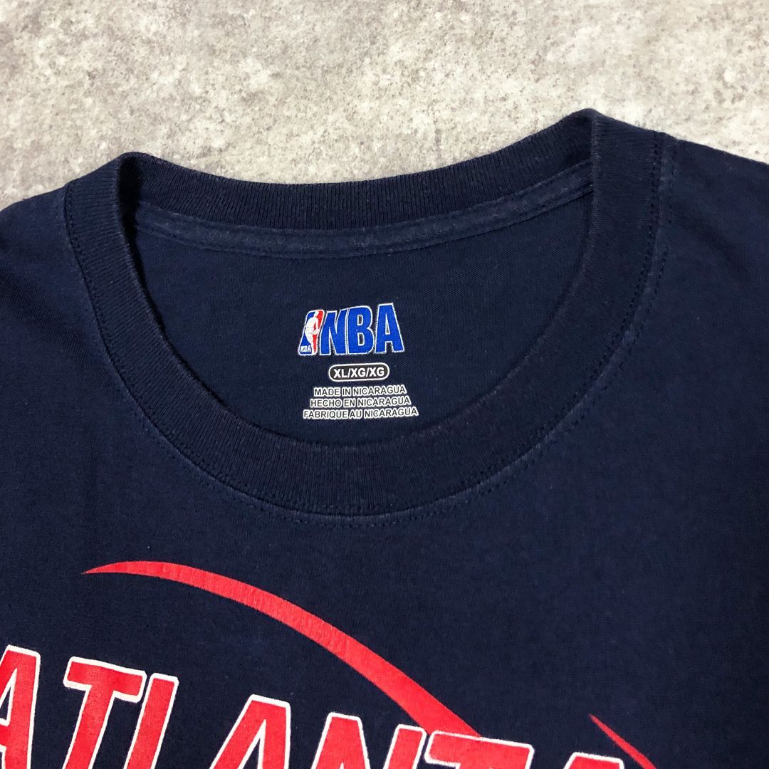 NBA アトランタ・ホークス ロゴ プリント Tシャツ XL ネイビー 古着