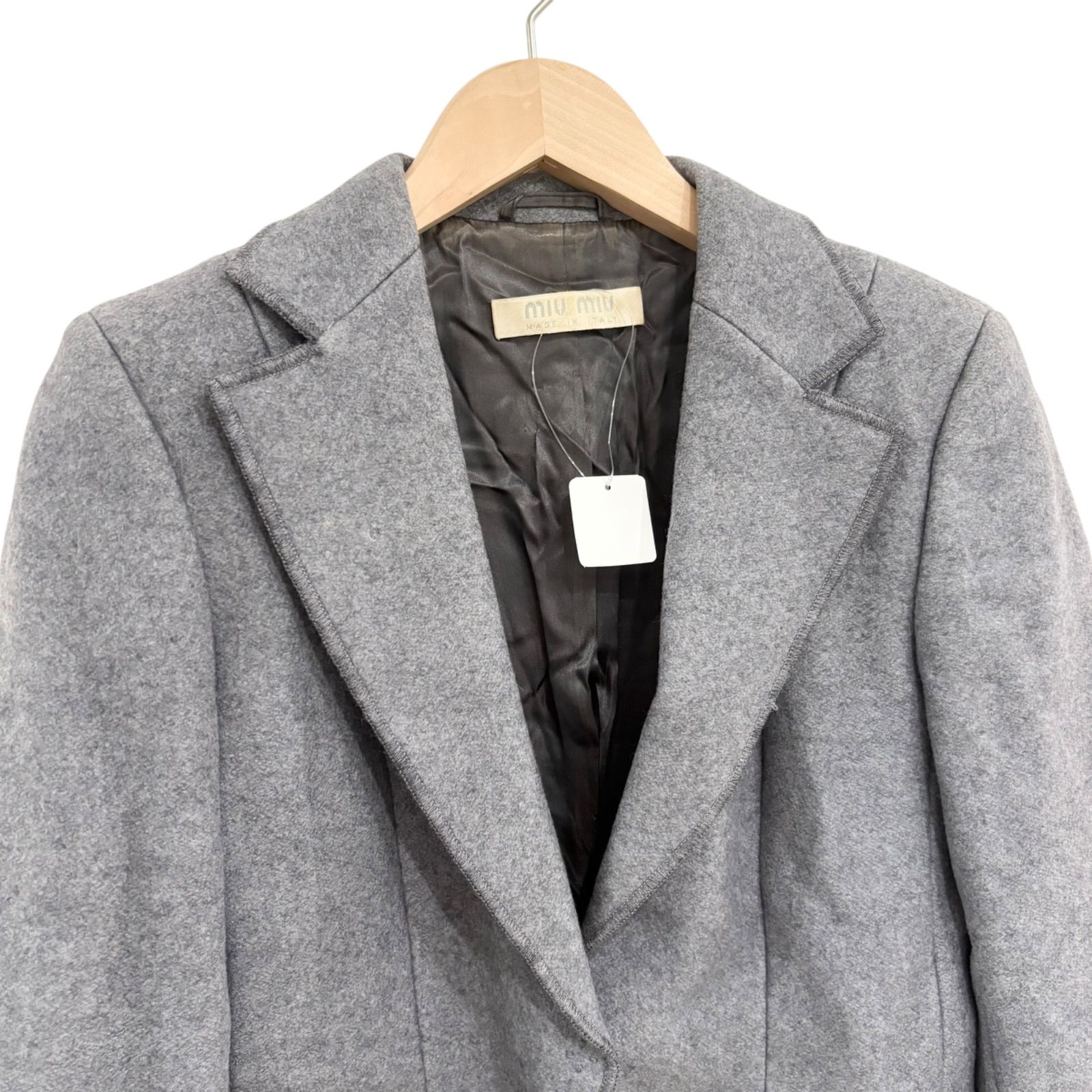Z1559 miumiu ミュウミュウ イタリア製 ウールジャケット グレー