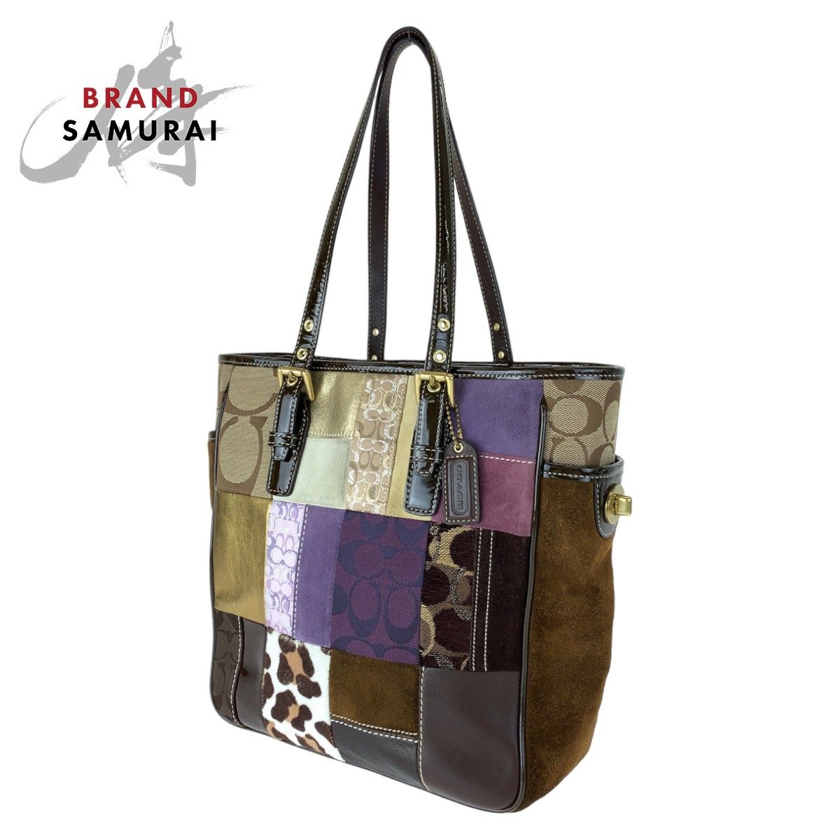 COACH コーチ シグネチャー パッチワーク ブラウン 茶 マルチ