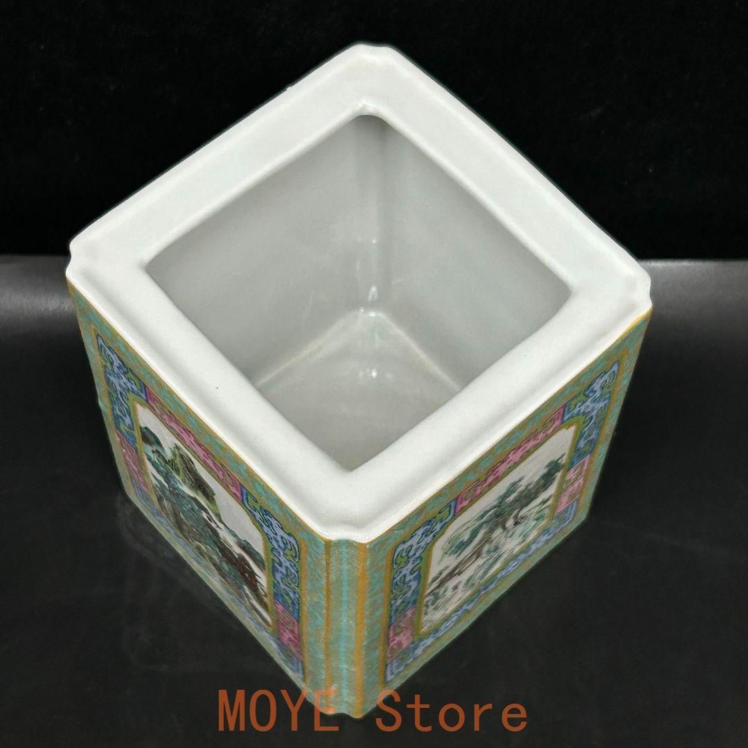 清乾隆琺瑯彩山水四方筆箱 書道具 文房具 現代工芸品 美術品