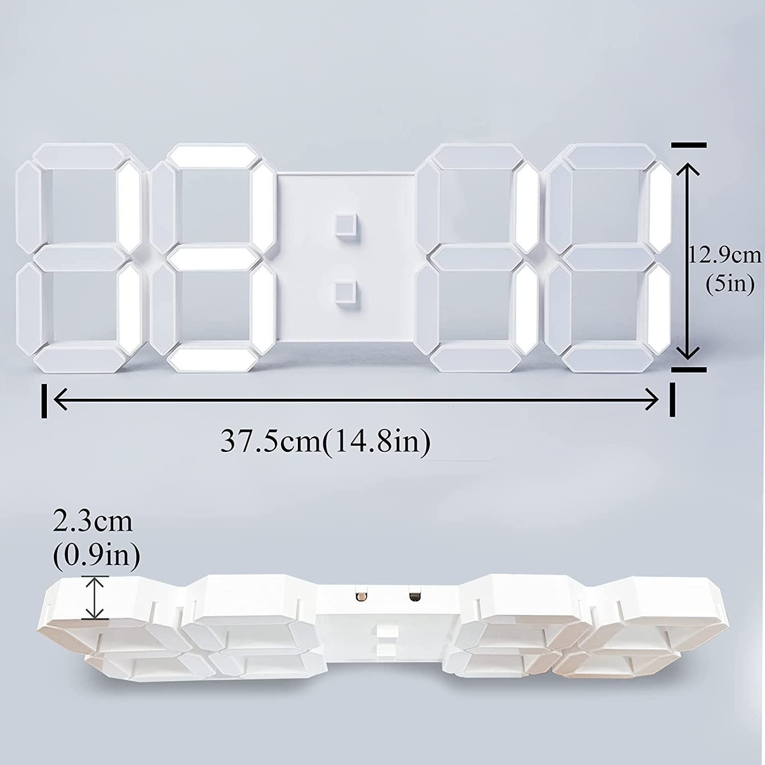 Xflyeeデジタル時計 大型 led clock ブルー 掛け 置き 目覚まし