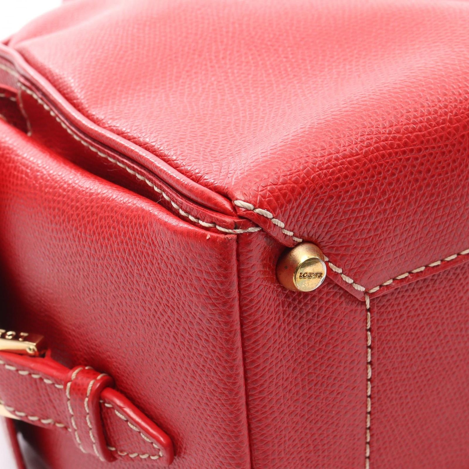 ロエベ LOEWE ハンドバッグ トラベラー ボーリング レッド レザー  