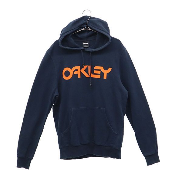 オークリー ロゴプリント スウェットパーカー M ネイビー OAKLEY プル