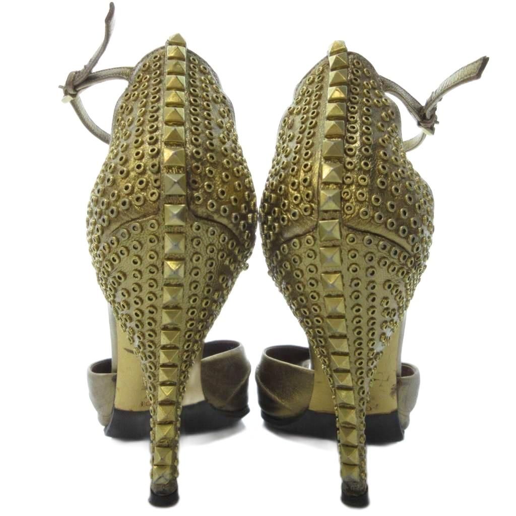 グッチ GUCCI パンプス サンダル ピープトゥ ハイヒール スタッズ  