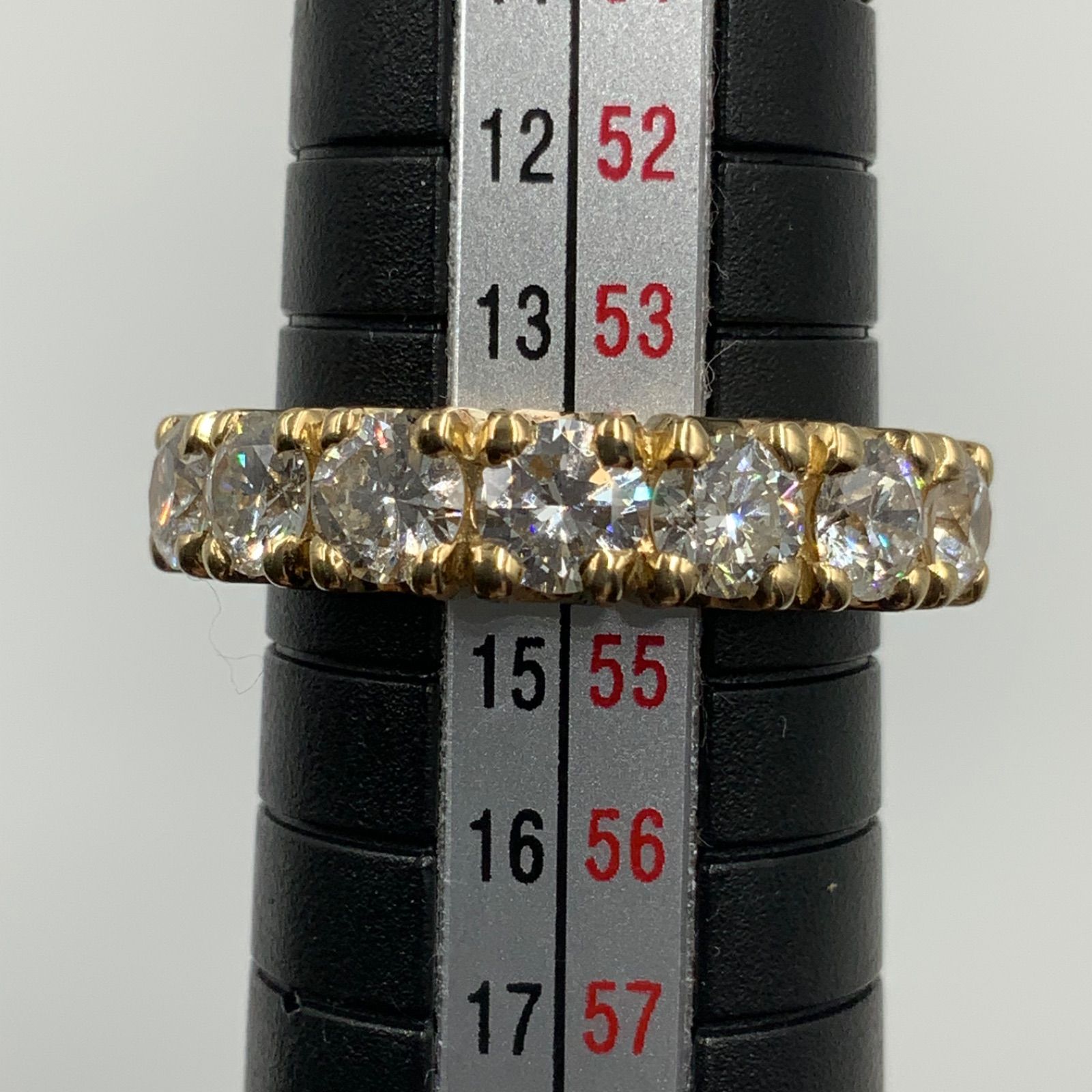 K18 18金 ハーフエタニティ ダイヤモンドリング 1.918ct 7.6g 