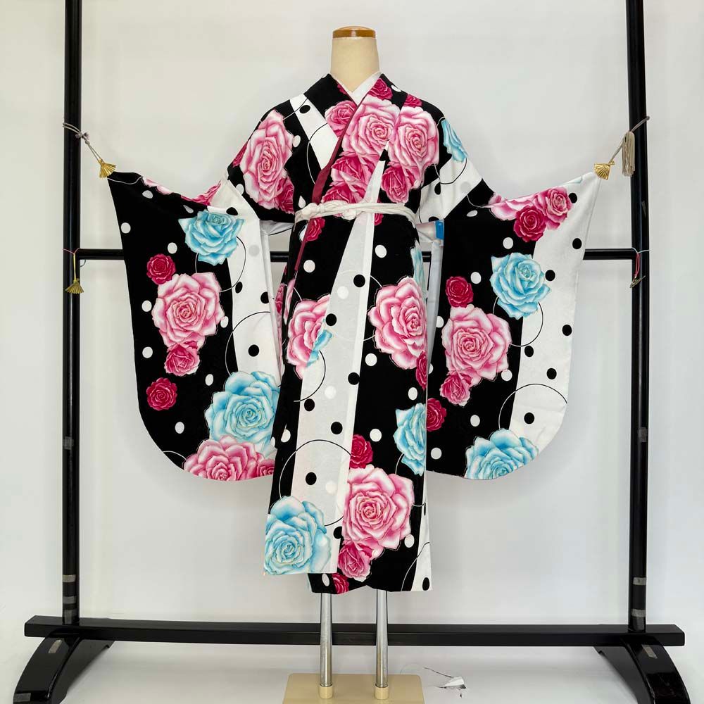二尺袖 単品 卒業式着物 白 Akina Minami 裄68cm Lサイズ 袴用着物 化繊 4677